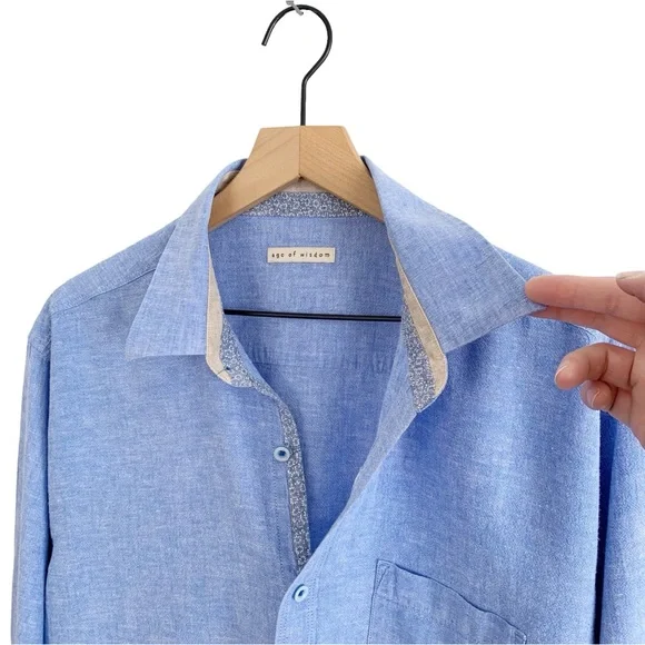 Age of Wisdom Chambray Linen Blend Shirt - Picture 4 of 10